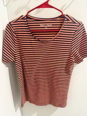 Rebecca Malone Striped T-Shirt - Blue & Orange - Size M